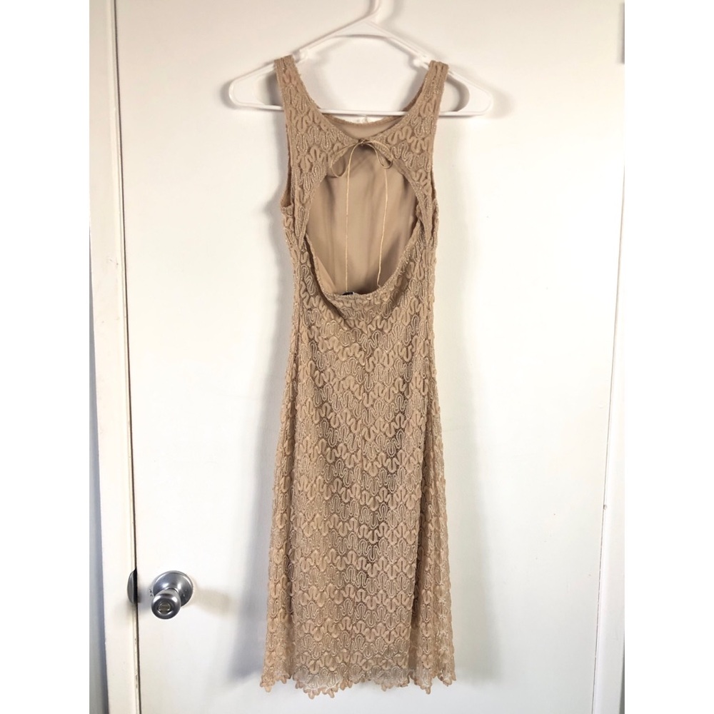 Gold lace open-back dress